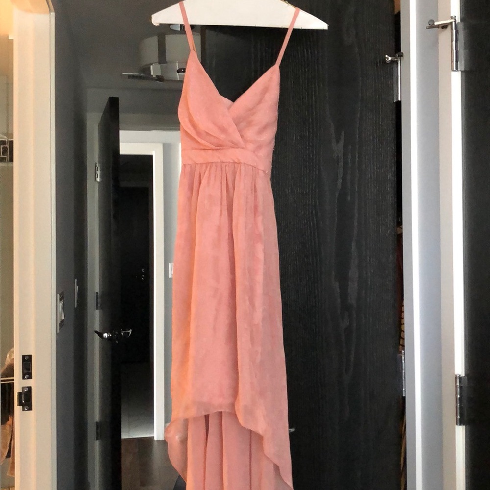 Pink high low metallic dress